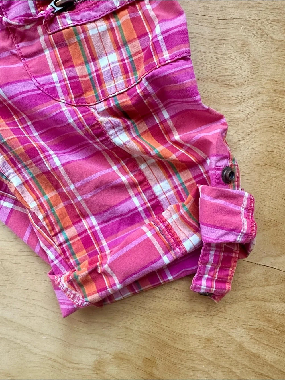 The Children’s Place Girls Vintage Pink Plaid Bermuda Shorts Size 5 Roll Tab